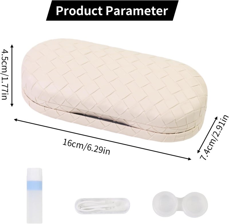 FlyingMage Store 2 in 1 Contact Lens Case and Eyeglasses Case for Women Men Kids, Double Sided Hard Shell Portable Glasses Travel Holder with Built-in Mirror, Contact Lens Box Storage Kit, White - Image 3